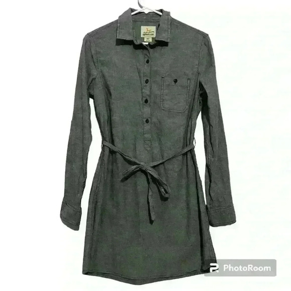 Field &‎ Stream gray cotton shirt dress with tie waist. Women’s size medium - Picture 1 of 10